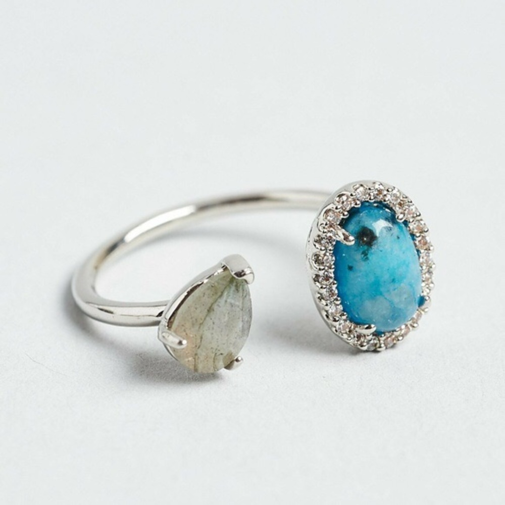 Tai Jewelry Silver plated ring with Labradorite